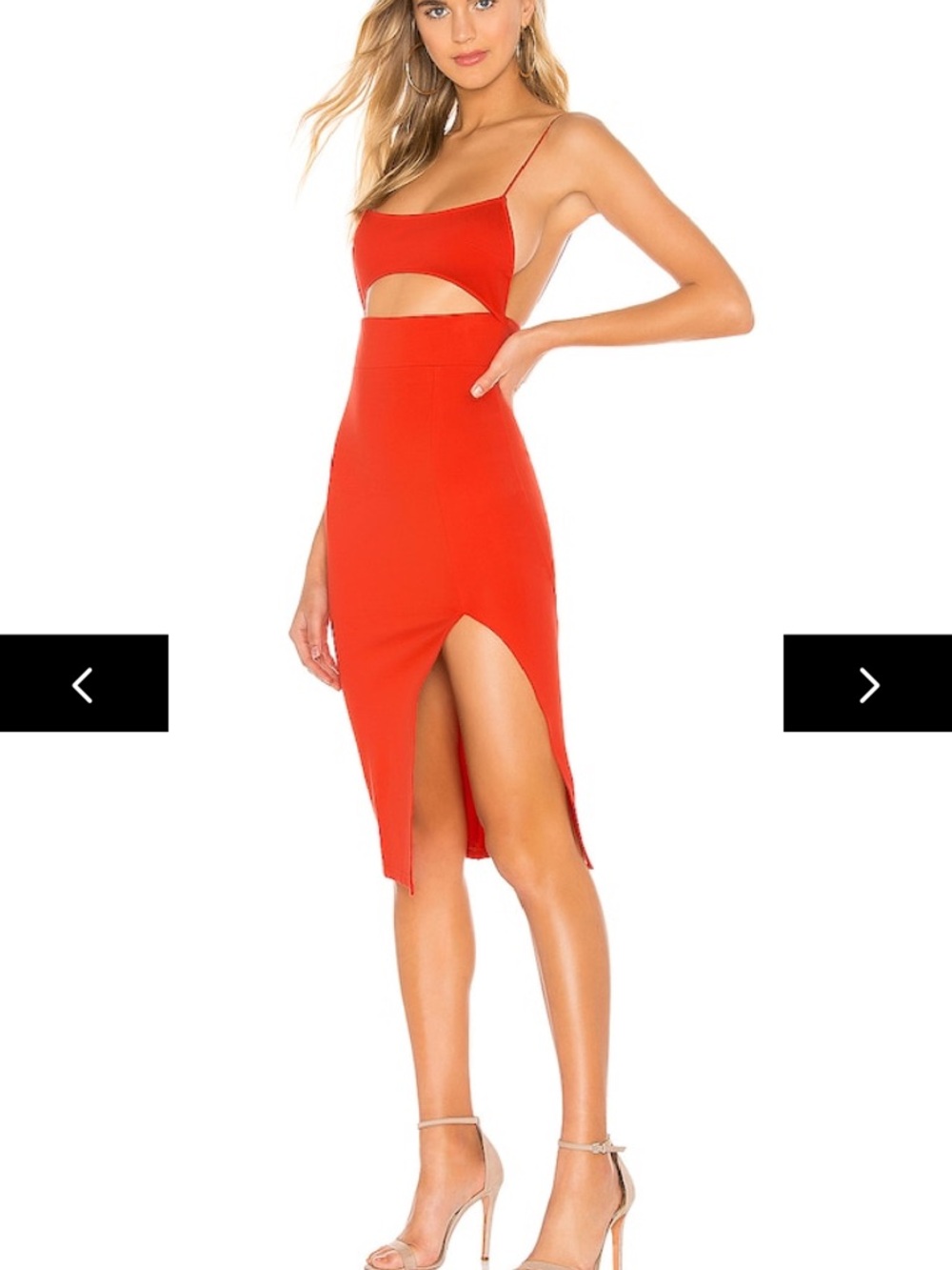 Red Cutout Midi Dress with Thigh Slit - Women - Picture 2 of 6